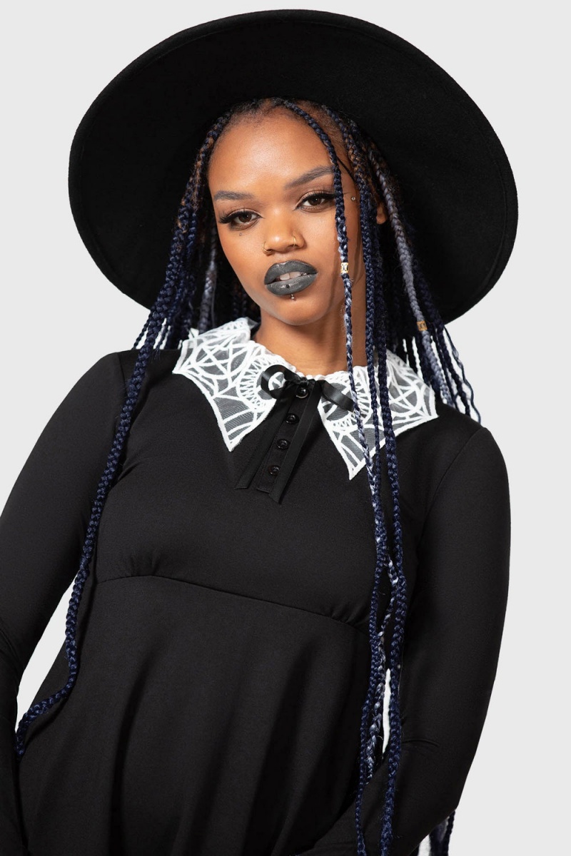 Killstar Charmed School Šaty [B] Černé | PHLVNF-490