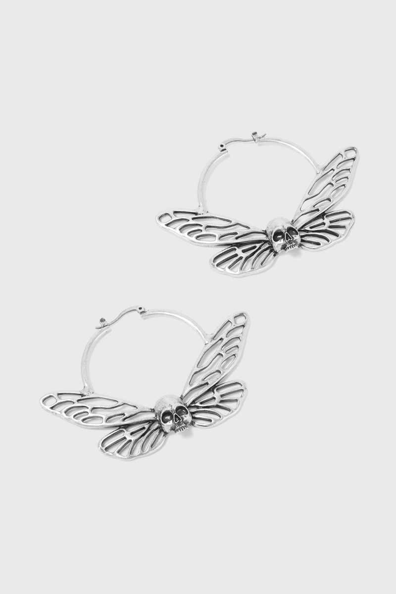 Killstar Cicada Curse Earrings Stříbrné | ELGBQJ-897