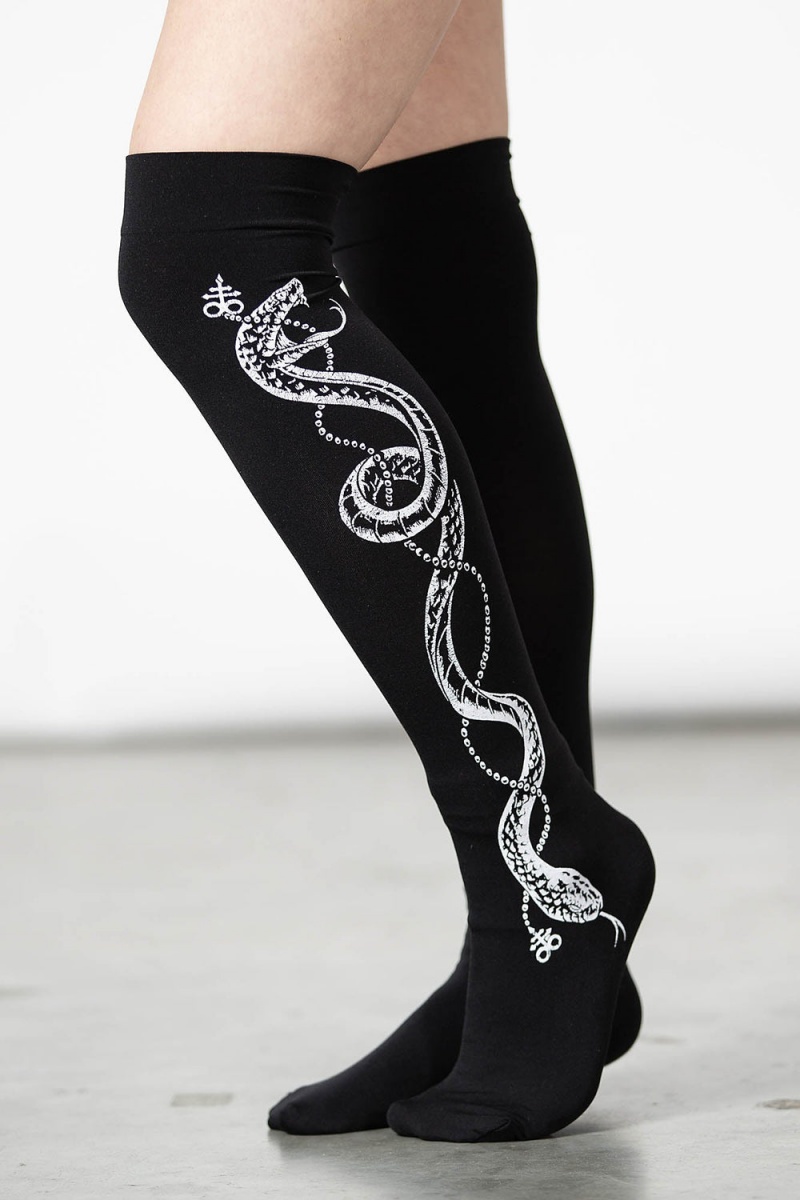 Killstar Cobra Maiden Stockings Černé | NXLOYW-821