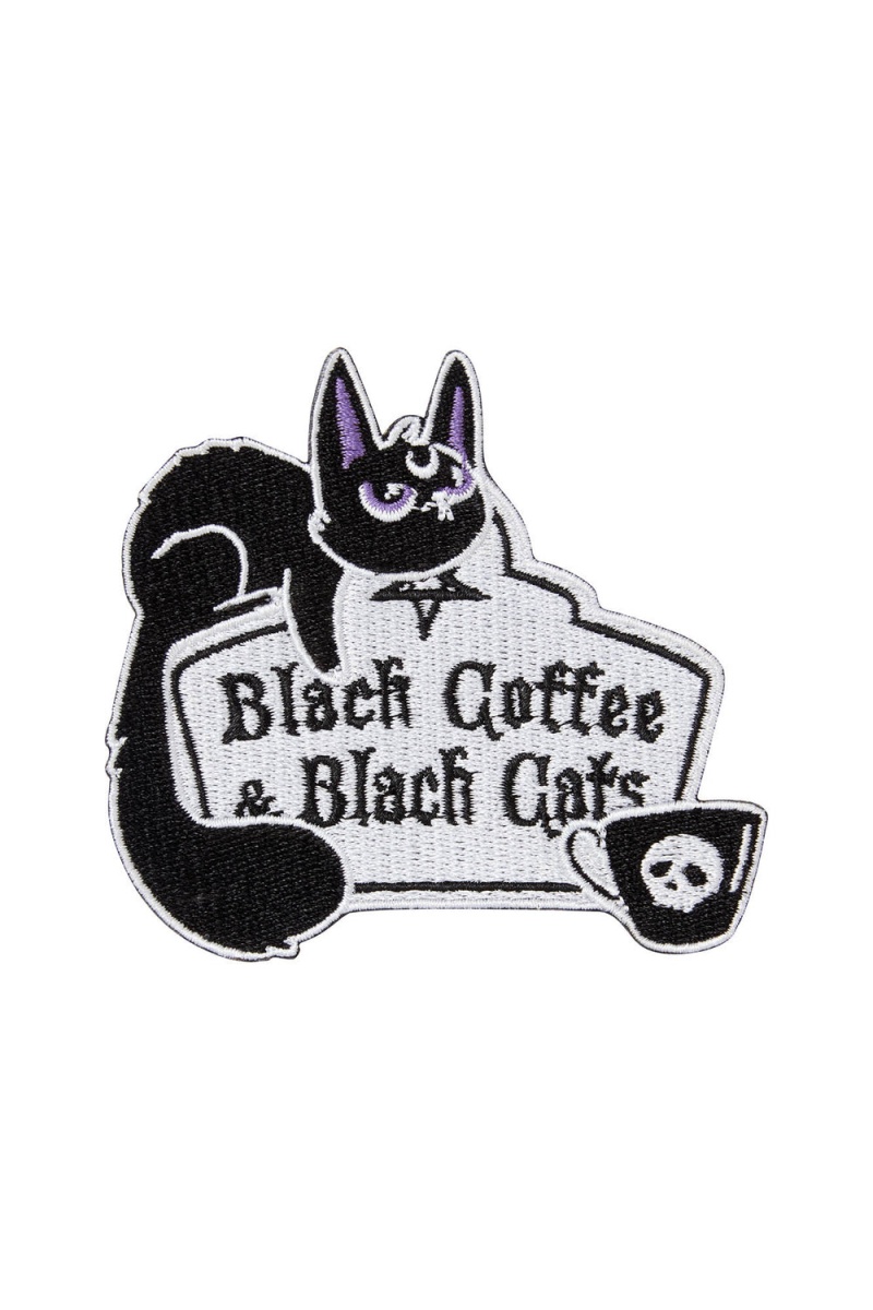 Killstar Coffee & Cats Patch Černé | YQSUXW-029