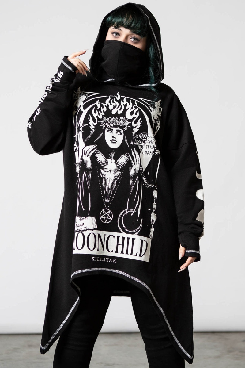 Killstar Companion Oversized Hoodie Černé | LHRYGA-537