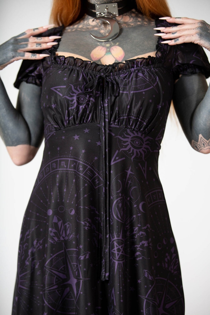 Killstar Conjura Mesh Babydoll Šaty Černé | ACJLNU-748