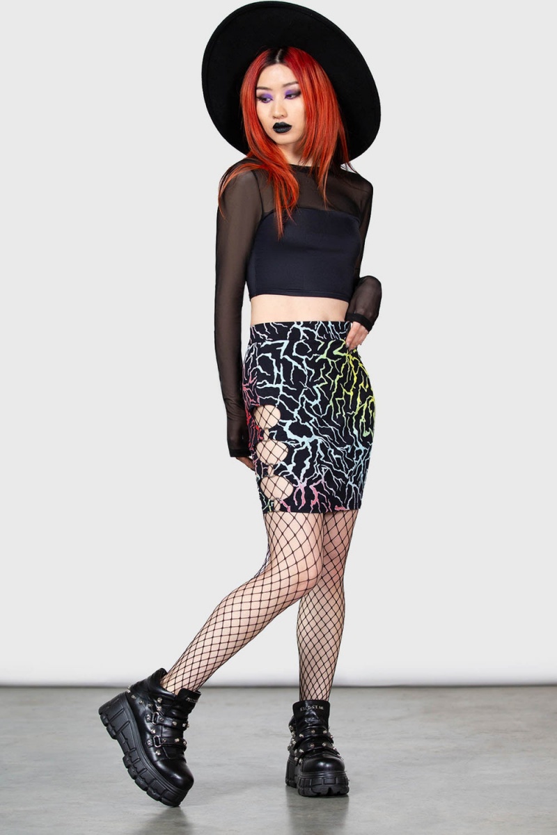 Killstar Connexion Cut-Out Skirt Černé | MLHGPA-675