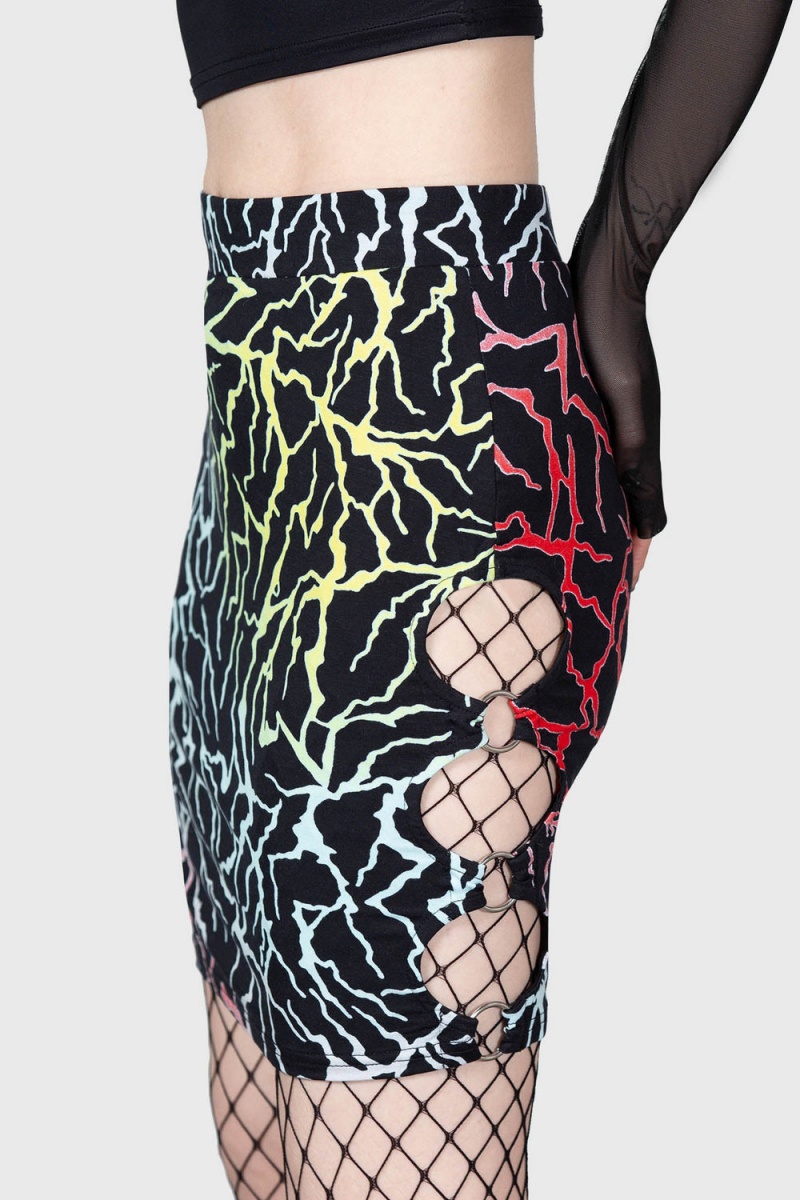 Killstar Connexion Cut-Out Skirt Černé | MLHGPA-675