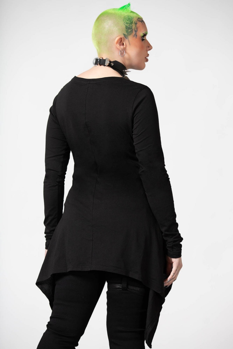 Killstar Cora Long Sleeve Top Černé | GDJOMC-915