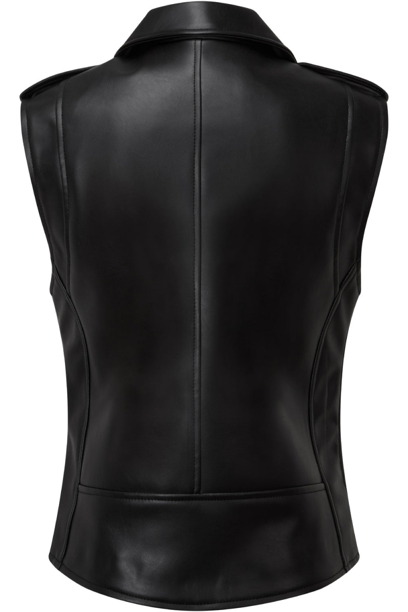 Killstar Core Læder Vest [FAUX LEATHER] Černé | VQHIOZ-901