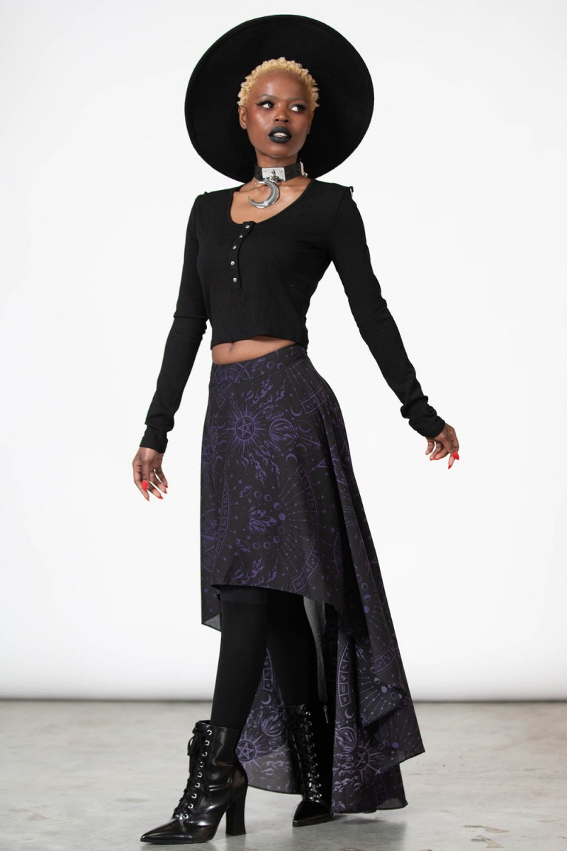 Killstar Corene Chiffon Maxi Skirt Černé | CJATEB-310