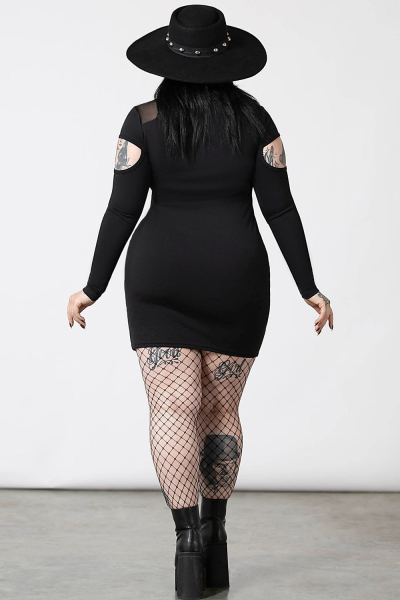 Killstar Cosmic Shift Long Sleeve Šaty Černé | CUETLY-451