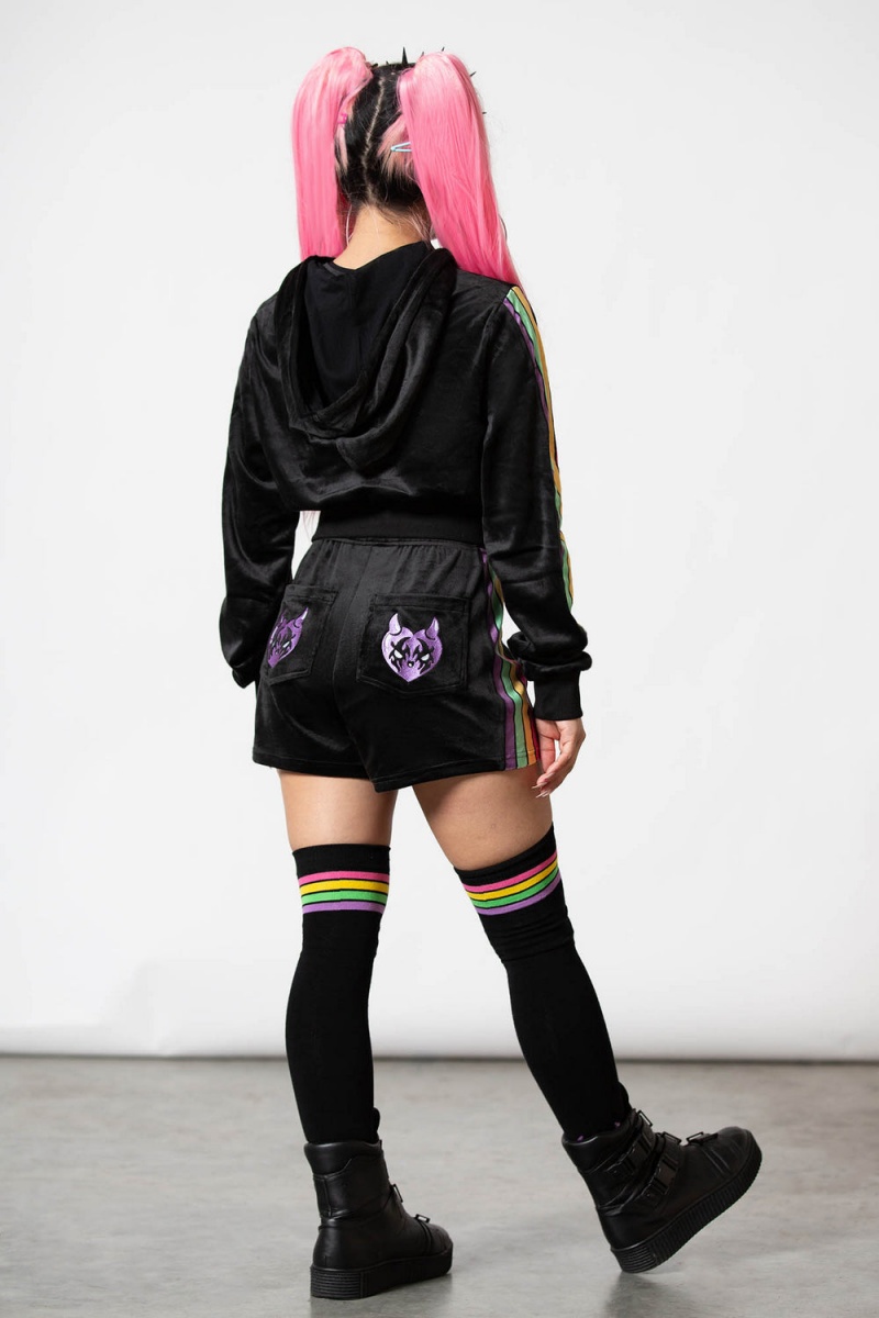 Killstar Coven Chill Velour Hoodie Černé | QJAREY-607