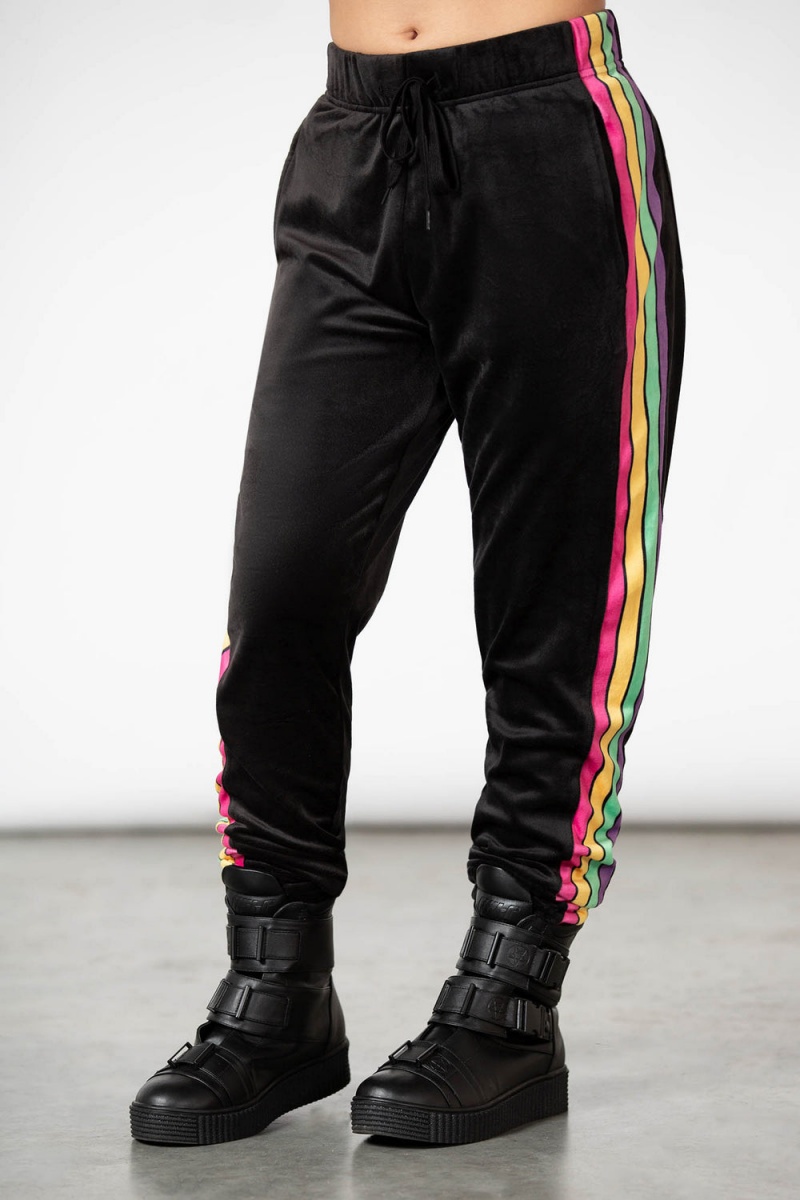 Killstar Coven Chill Velour Joggers Černé | APJBRN-376