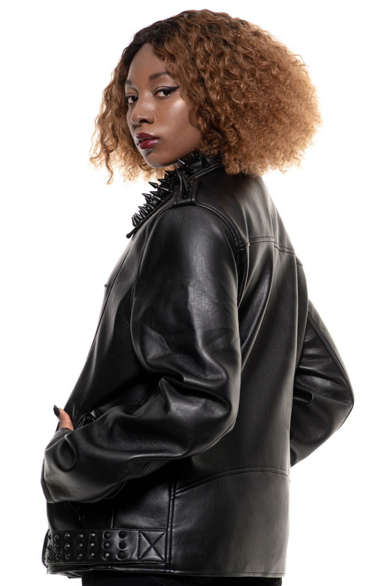Killstar Creeping Death Cyklistické Jacket [BLACK STUDS] Černé | CXWFAQ-967