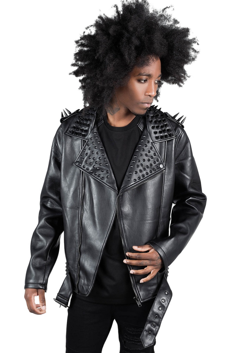 Killstar Creeping Death Cyklistické Jacket [BLACK STUDS] Černé | CXWFAQ-967