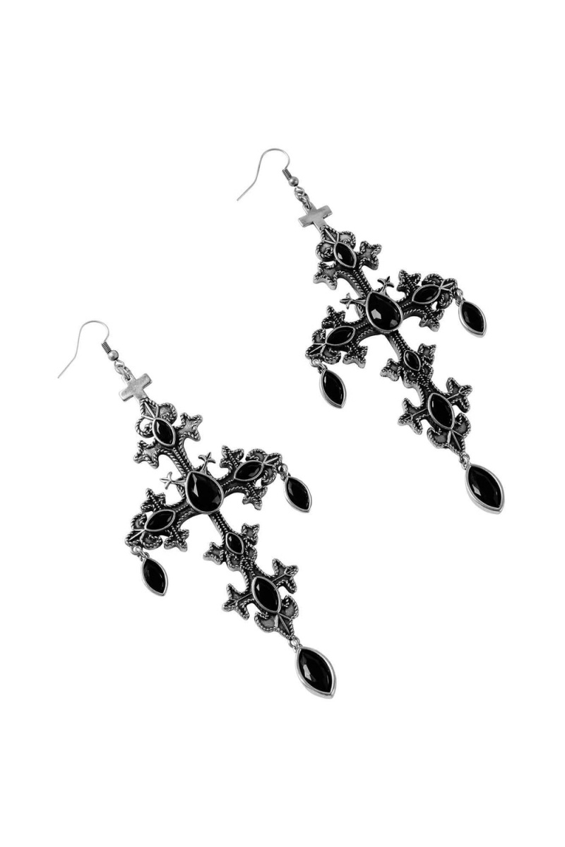 Killstar Crossed Desire Earrings [S] Stříbrné | OXRPJB-563
