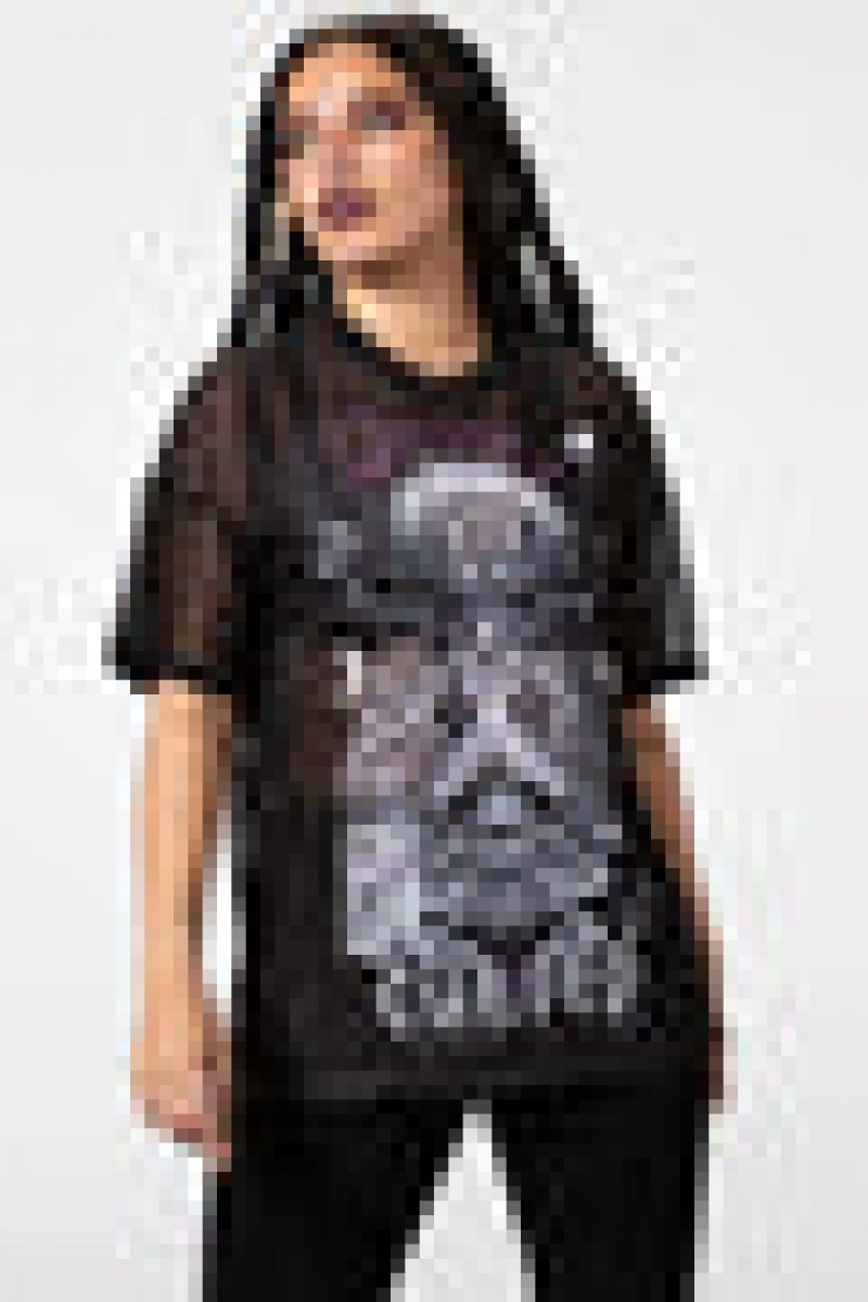 Killstar Cursed Mesh Boyfriend Top Černé | DBUPTN-807