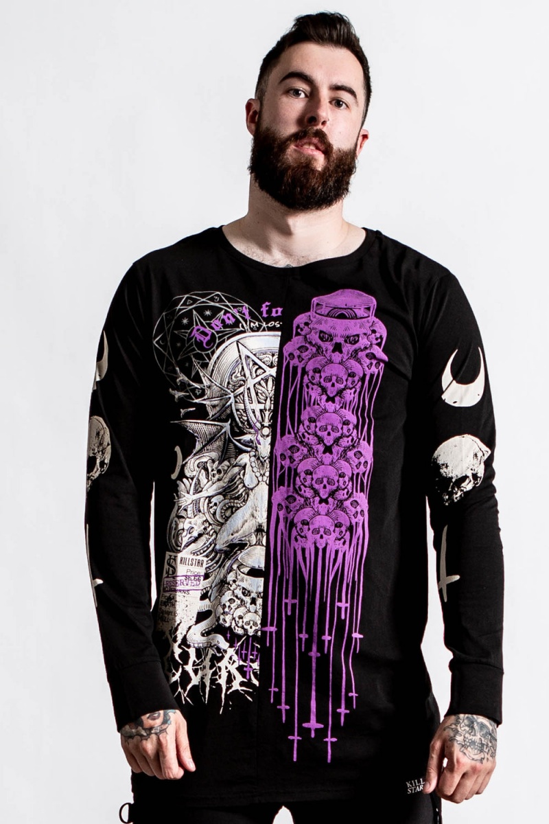 Killstar Cursed Split Long Sleeve Top Černé | KAYJTD-304