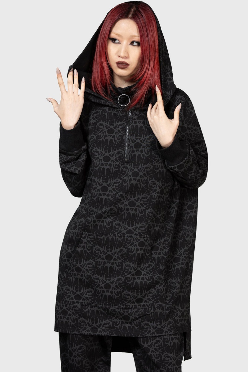 Killstar Cyborg Cell Oversized Hoodie Černé | SDOYTH-632