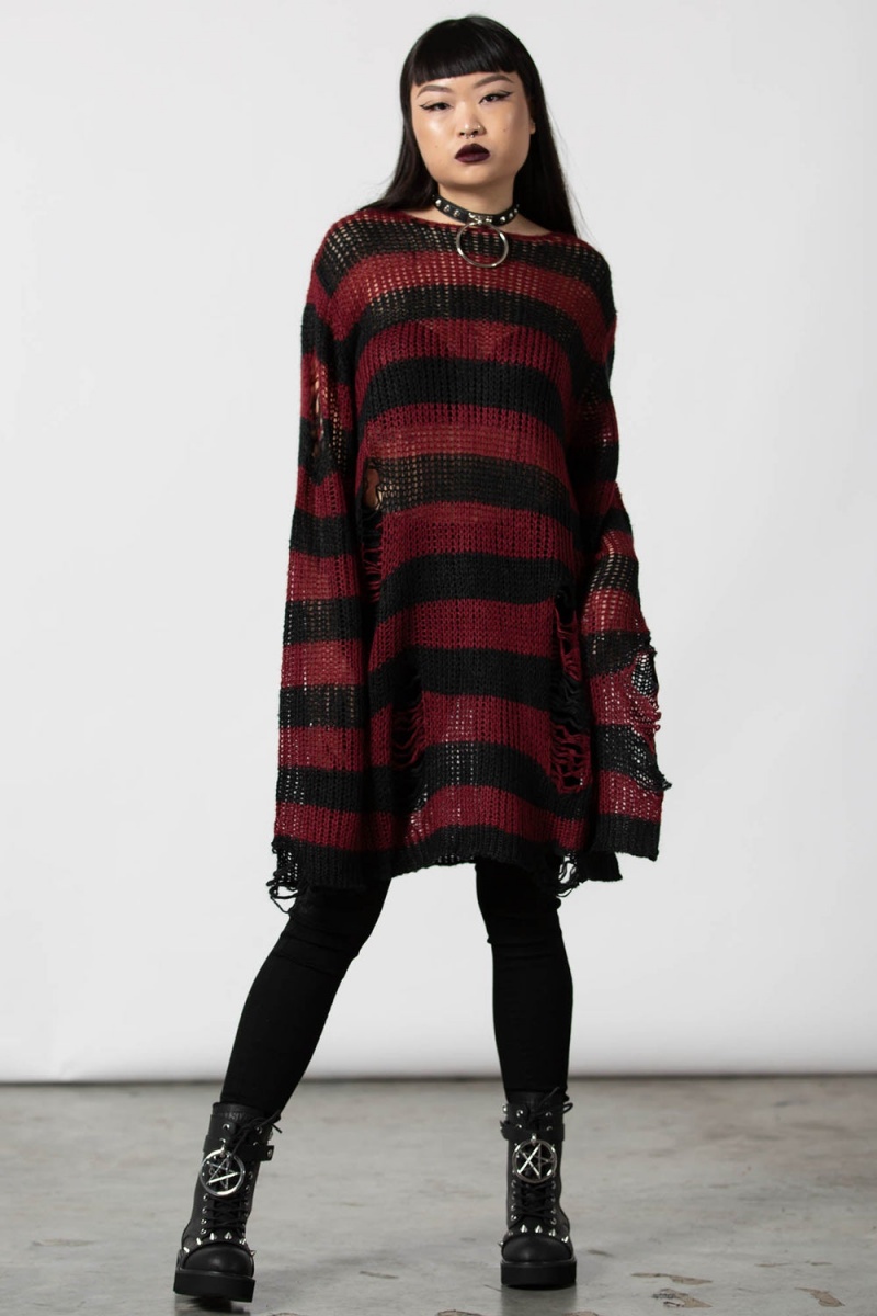 Killstar Dahlia Knit Svetrové Červené | IAHTKB-579