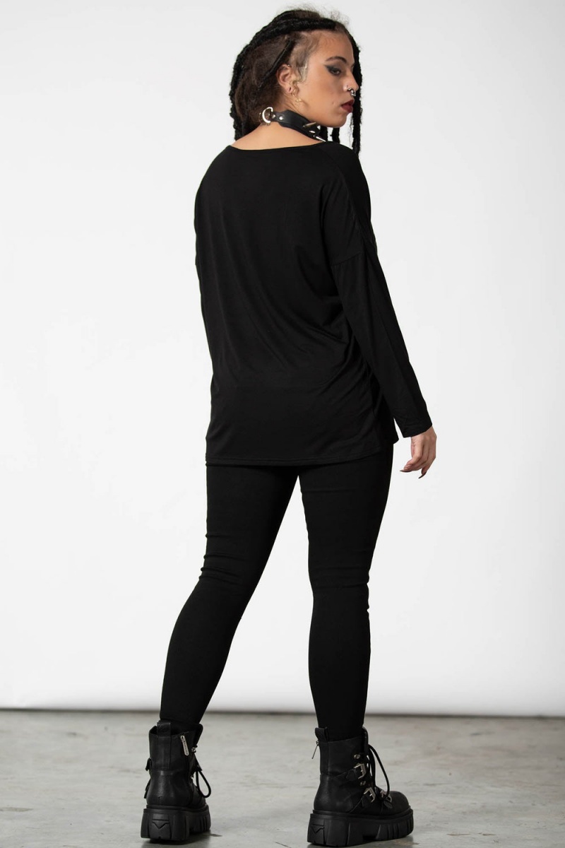 Killstar Dark Forces Boatneck Top Černé | BIZRXF-782