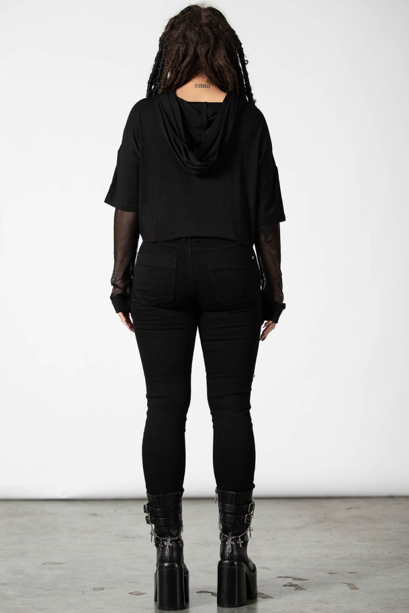 Killstar Dark Forces Cropped Hoodie Černé | JQFWUB-912