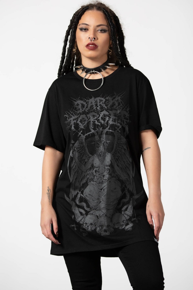 Killstar Dark Forces T-Shirt Černé | JXAUKQ-564
