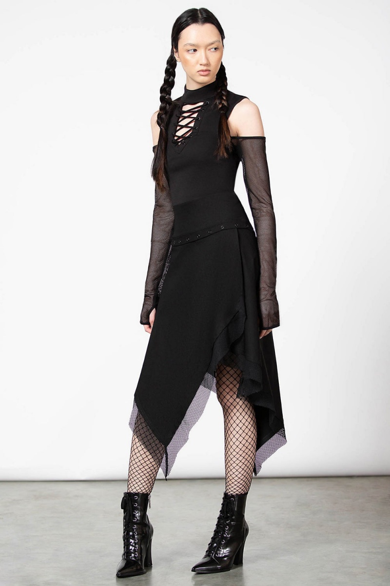 Killstar Dark Half Long Sleeve Top Černé | CTONBR-149