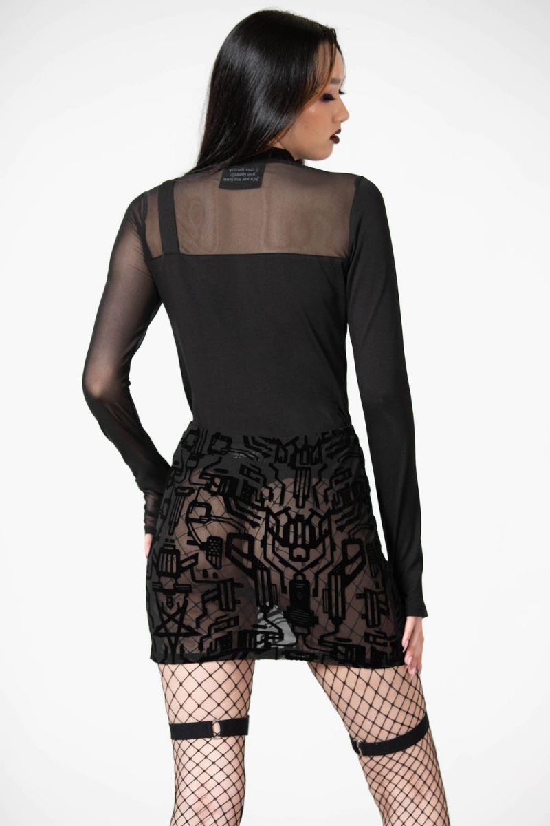 Killstar Dark Reality Mesh Top Černé | IZQJVS-927