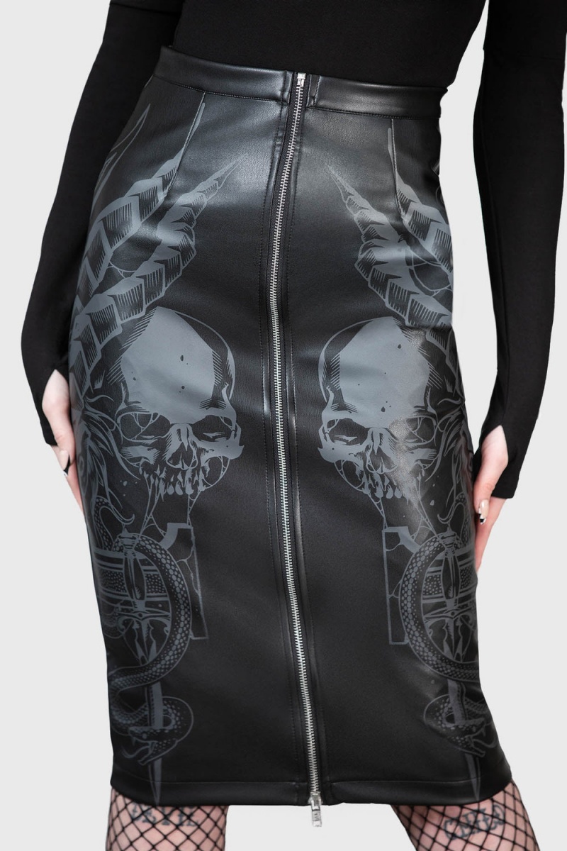 Killstar Darkest Myth Pencil Skirt Černé | AXVETU-159