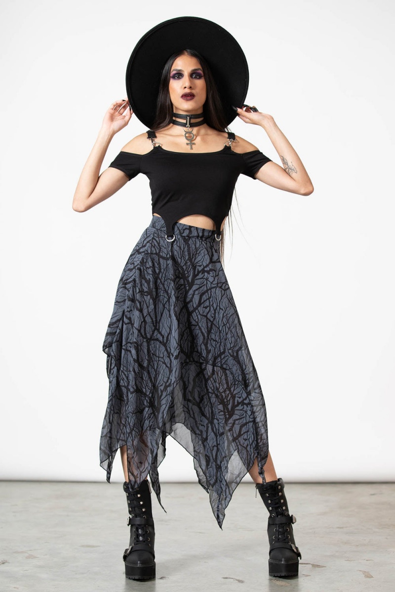 Killstar Dasia Maxi Skirt Černé | PIQYKU-205