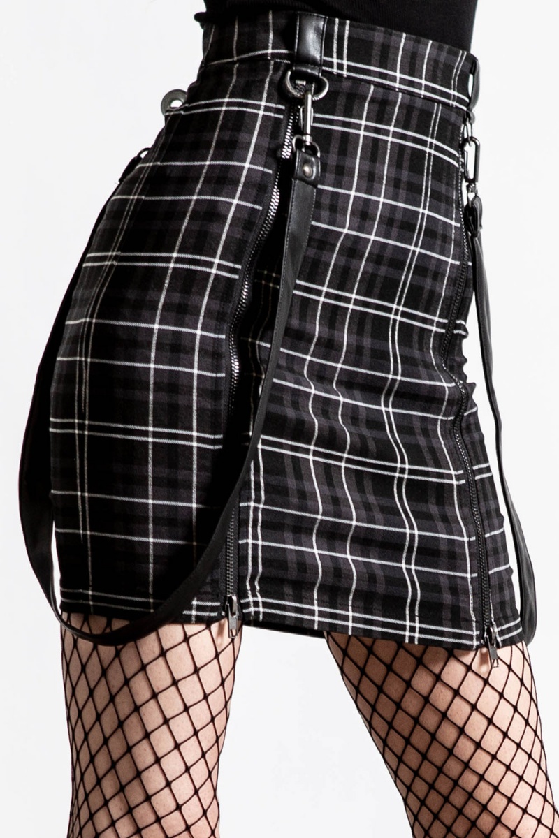 Killstar Daze Of Our Lives Mini Skirt [ASH TARTAN] Šedé | LWZIOA-368