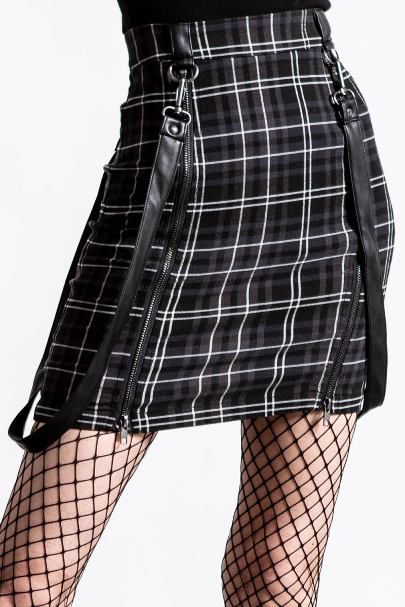 Killstar Daze Of Our Lives Mini Skirt [ASH TARTAN] Šedé | LWZIOA-368