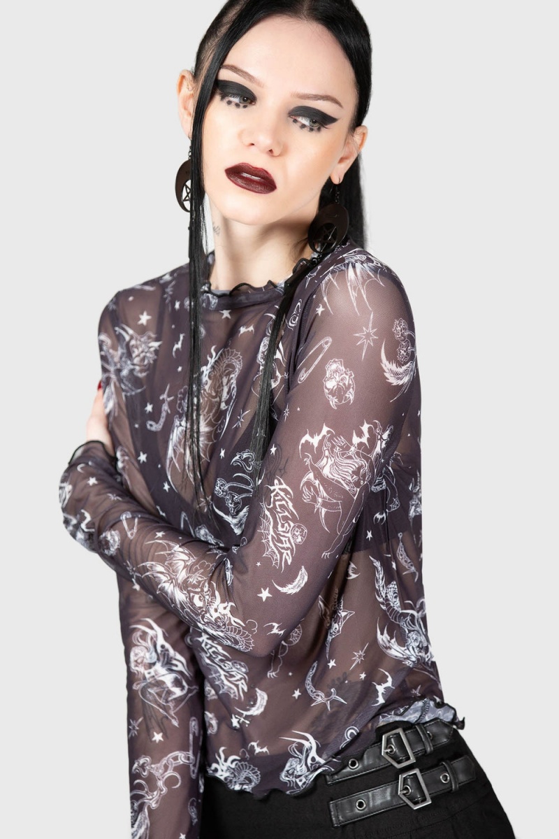 Killstar Dazed Skull Crop Top Černé | ULSPRE-198