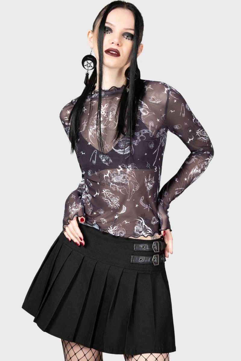 Killstar Dazed Skull Crop Top Černé | ULSPRE-198