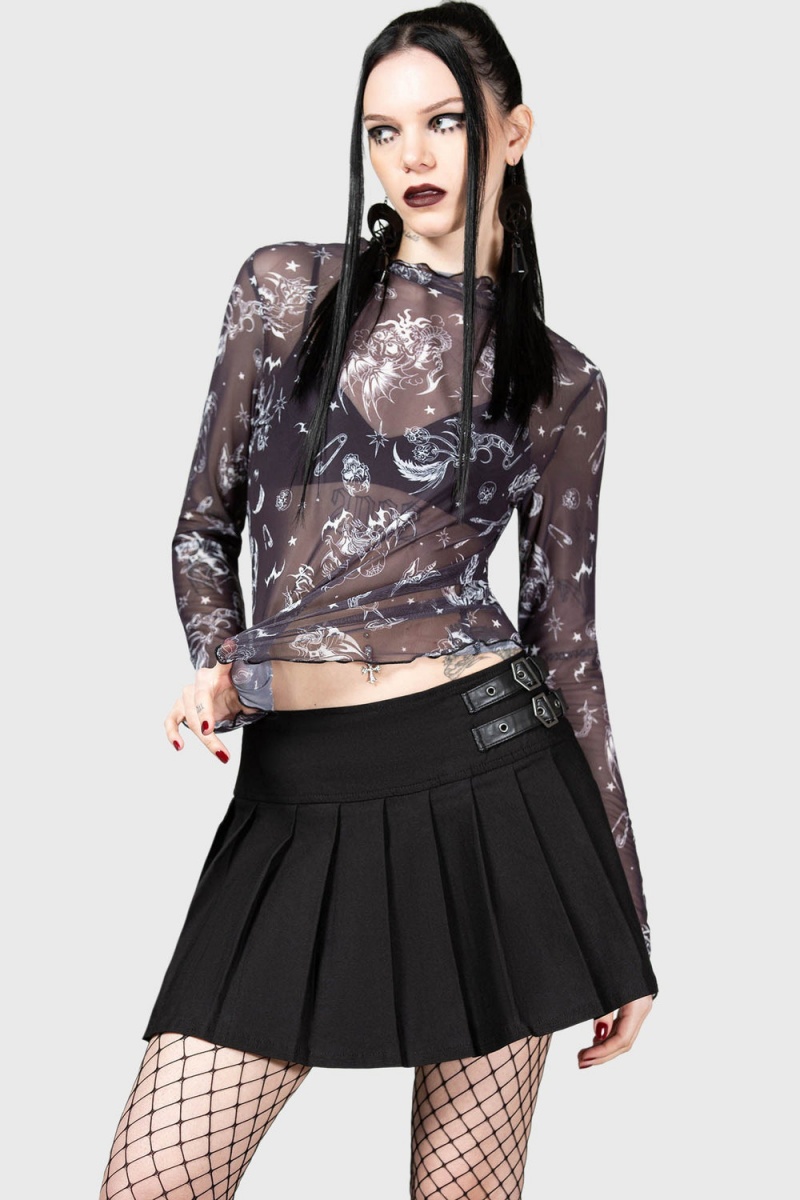 Killstar Dazed Skull Crop Top Černé | ULSPRE-198