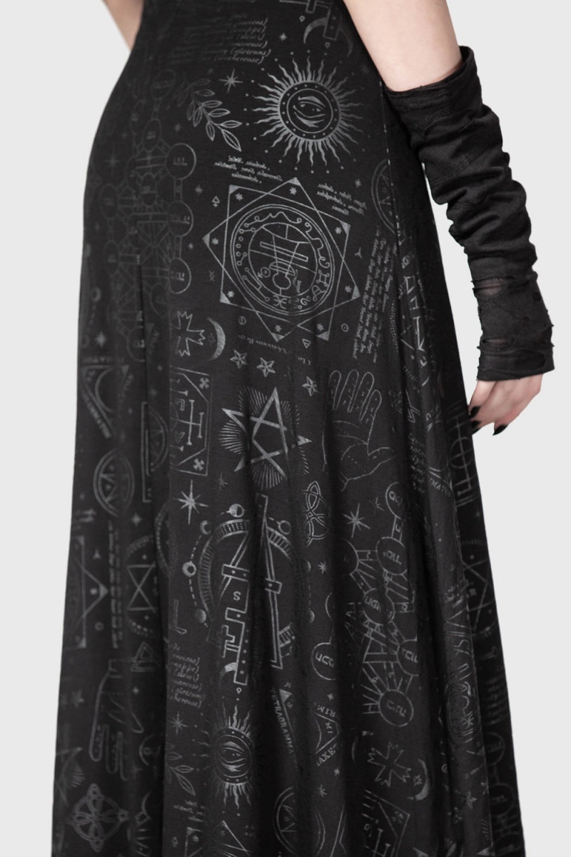 Killstar Deadly Dana Maxi Šaty Černé | DHWNYF-849