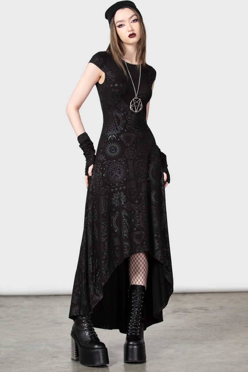 Killstar Deadly Dana Maxi Šaty Černé | DHWNYF-849