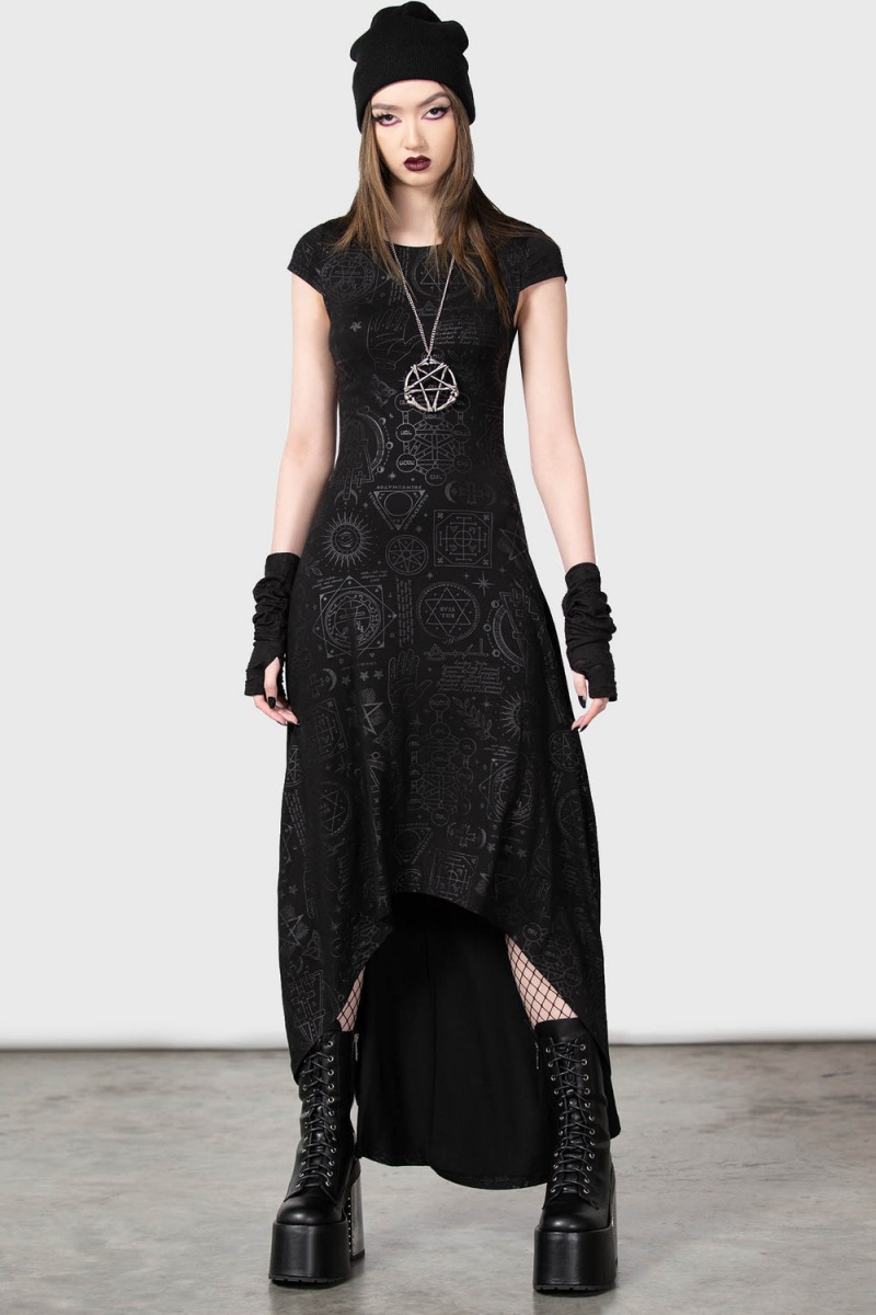 Killstar Deadly Dana Maxi Šaty Černé | DHWNYF-849