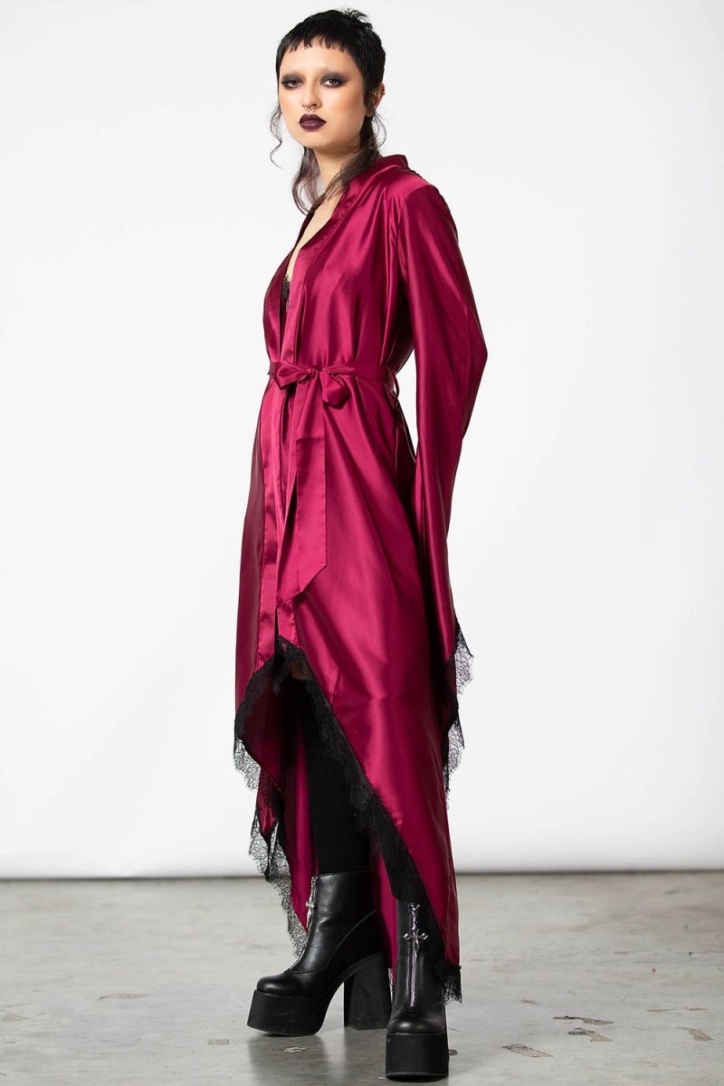 Killstar Deadly Daze Satin Robe [BLOOD] Červené | MHKPYG-278