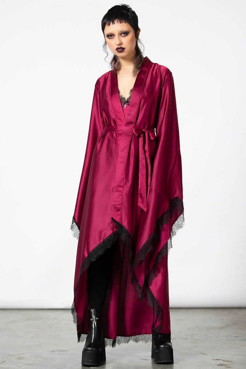 Killstar Deadly Daze Satin Robe [BLOOD] Červené | MHKPYG-278