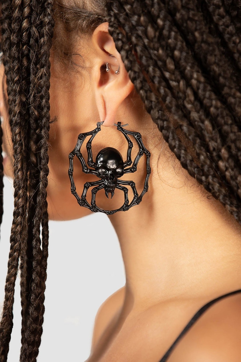 Killstar Deadly Hoop Earrings [B] Černé | IMQKOH-862