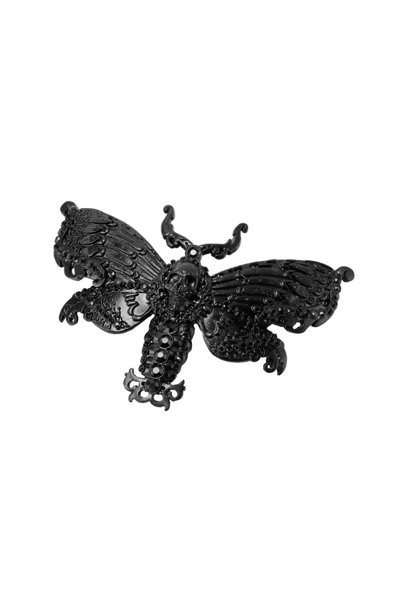 Killstar Death Moth Barrette [B] Černé | GKMCIV-214