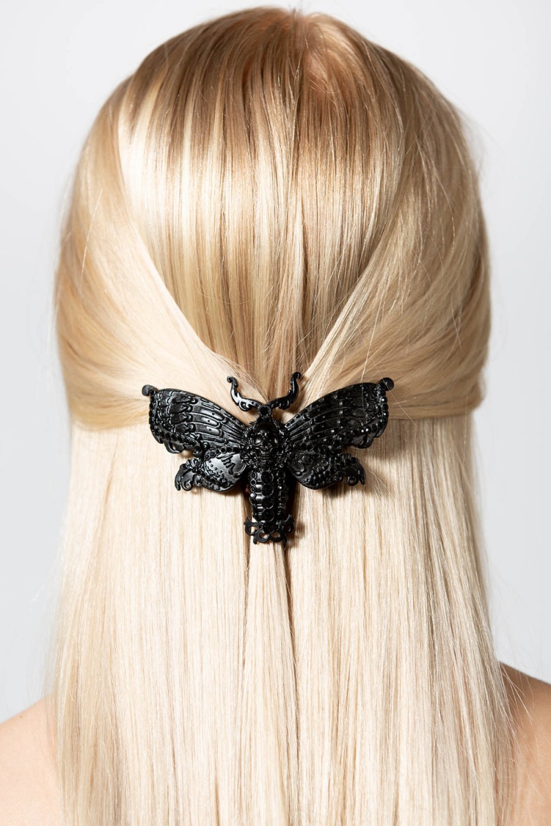 Killstar Death Moth Barrette [B] Černé | GKMCIV-214