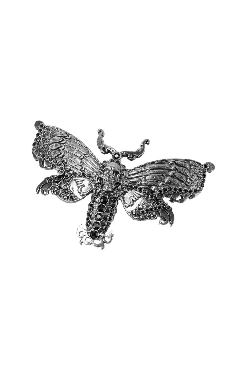 Killstar Death Moth Barrette [S] Stříbrné | XHJPQZ-938
