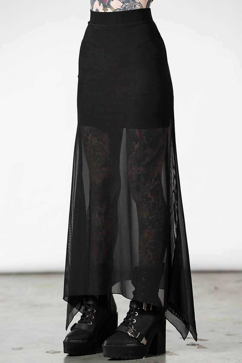 Killstar Death Star Maxi Skirt Černé | HXGBUR-829