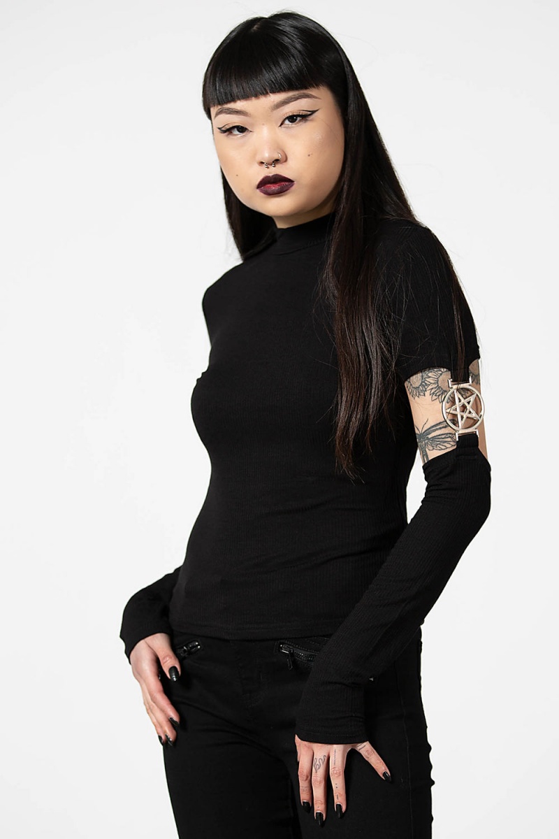 Killstar Demoness Crop Top Černé | GNIYKT-601