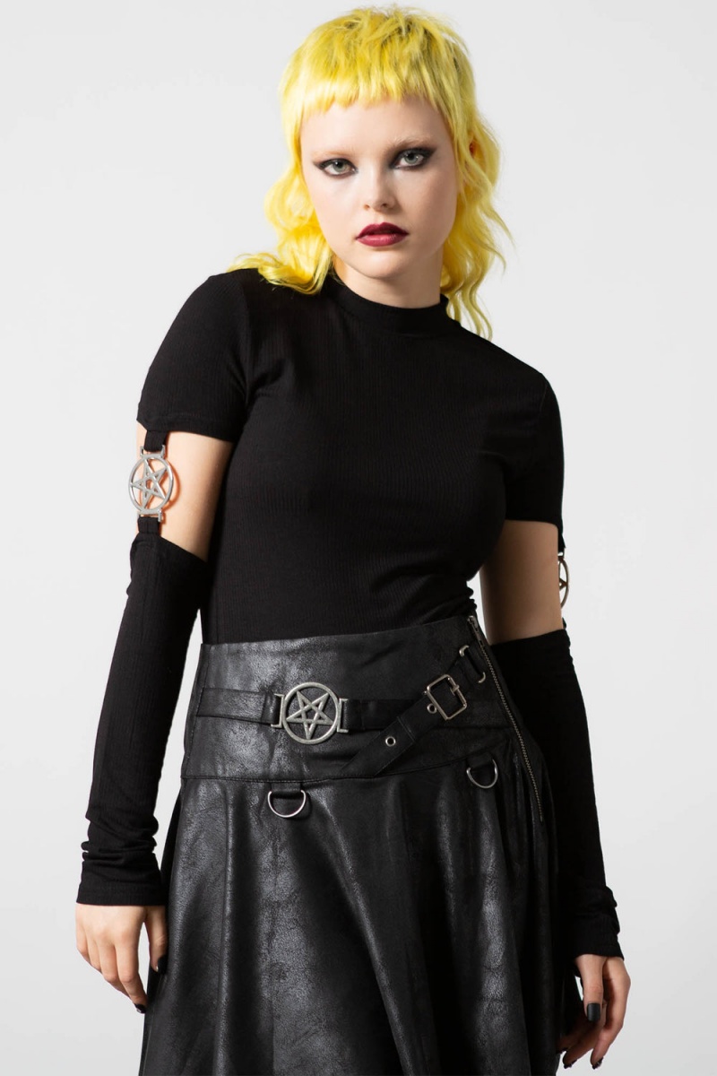 Killstar Demoness Crop Top Černé | GNIYKT-601