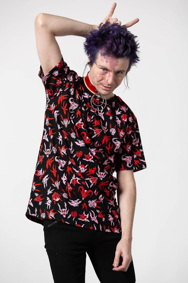 Killstar Demoniac T-Shirt Černé | JMWCZR-907