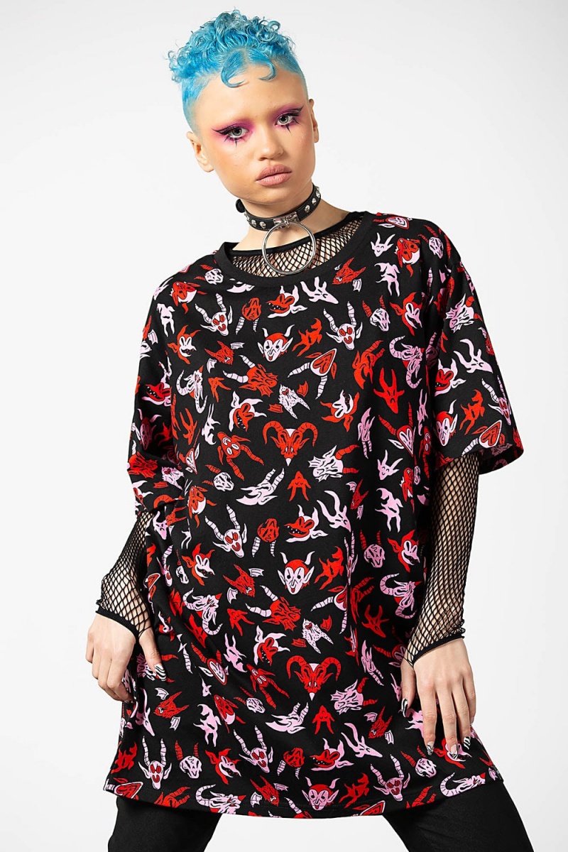 Killstar Demoniac T-Shirt Černé | JMWCZR-907