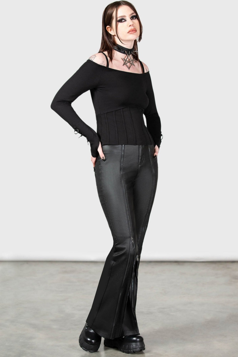 Killstar Desolate Cold Shoulder Top Černé | DBJVHN-843