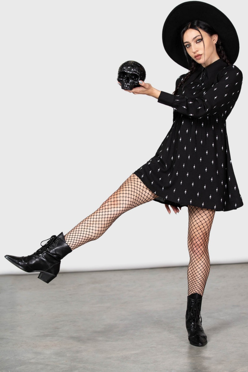 Killstar Detest Babydoll Mini Šaty Černé | GABOZI-624