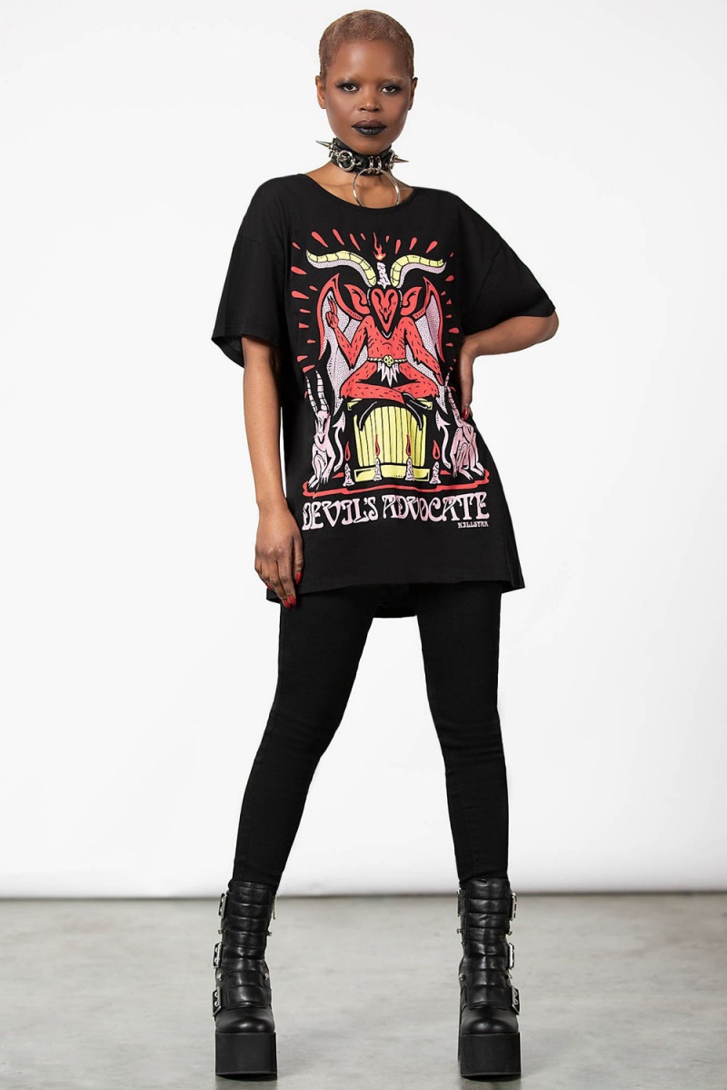 Killstar Devil Incarnate Relaxed Top Černé | SYCHEQ-470